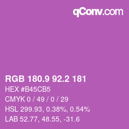 カラーコード: RGB 180.9 92.2 181 | qconv.com