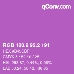 カラーコード: RGB 180.9 92.2 191 | qconv.com