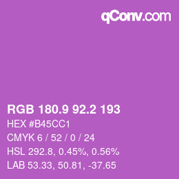 カラーコード: RGB 180.9 92.2 193 | qconv.com