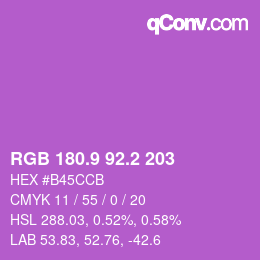 カラーコード: RGB 180.9 92.2 203 | qconv.com