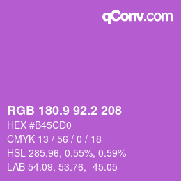 カラーコード: RGB 180.9 92.2 208 | qconv.com