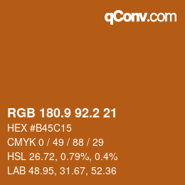 カラーコード: RGB 180.9 92.2 21 | qconv.com