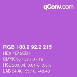 カラーコード: RGB 180.9 92.2 215 | qconv.com