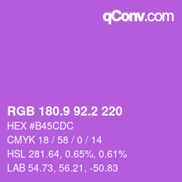カラーコード: RGB 180.9 92.2 220 | qconv.com