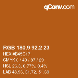 カラーコード: RGB 180.9 92.2 23 | qconv.com