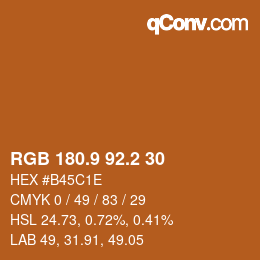 カラーコード: RGB 180.9 92.2 30 | qconv.com