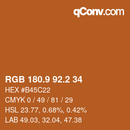 Color code: RGB 180.9 92.2 34 | qconv.com