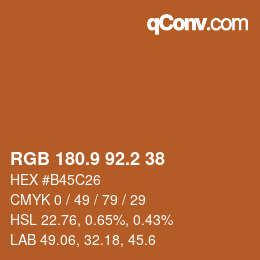 カラーコード: RGB 180.9 92.2 38 | qconv.com