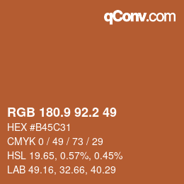 カラーコード: RGB 180.9 92.2 49 | qconv.com
