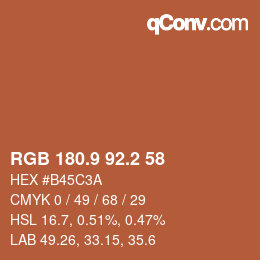 Color code: RGB 180.9 92.2 58 | qconv.com