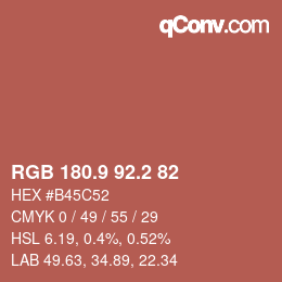 Color code: RGB 180.9 92.2 82 | qconv.com