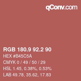 カラーコード: RGB 180.9 92.2 90 | qconv.com