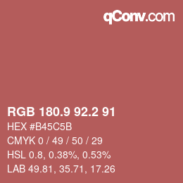 Color code: RGB 180.9 92.2 91 | qconv.com