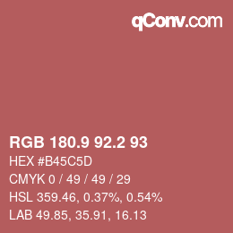 カラーコード: RGB 180.9 92.2 93 | qconv.com