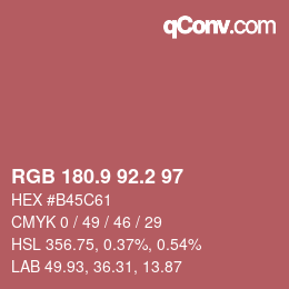 カラーコード: RGB 180.9 92.2 97 | qconv.com