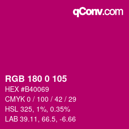 颜色代码: RGB 180 0 105 | qconv.com