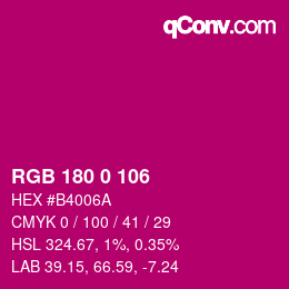 颜色代码: RGB 180 0 106 | qconv.com