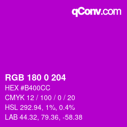 カラーコード: RGB 180 0 204 | qconv.com