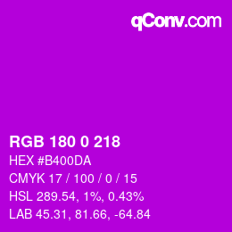 Color code: RGB 180 0 218 | qconv.com