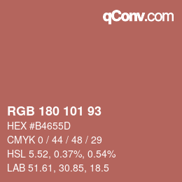 Color code: RGB 180 101 93 | qconv.com