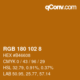 Color code: RGB 180 102 8 | qconv.com