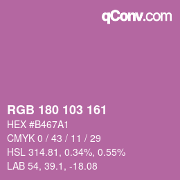 Color code: RGB 180 103 161 | qconv.com