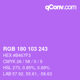 Color code: RGB 180 103 243 | qconv.com