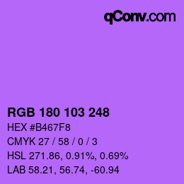 Color code: RGB 180 103 248 | qconv.com
