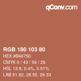 Color code: RGB 180 103 80 | qconv.com