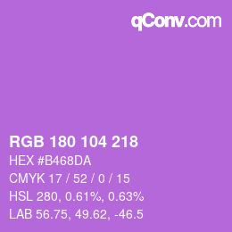 颜色代码: RGB 180 104 218 | qconv.com