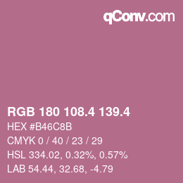 カラーコード: RGB 180 108.4 139.4 | qconv.com