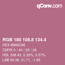 カラーコード: RGB 180 108.8 134.4 | qconv.com