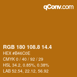 カラーコード: RGB 180 108.8 14.4 | qconv.com