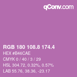 カラーコード: RGB 180 108.8 174.4 | qconv.com
