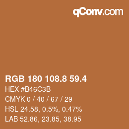 カラーコード: RGB 180 108.8 59.4 | qconv.com