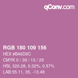 Color code: RGB 180 109 156 | qconv.com