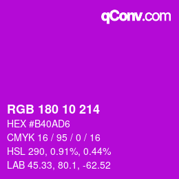 カラーコード: RGB 180 10 214 | qconv.com