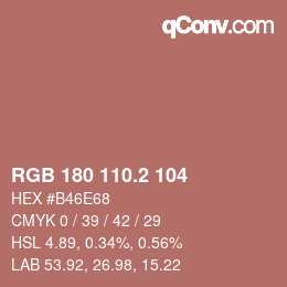 Color code: RGB 180 110.2 104 | qconv.com