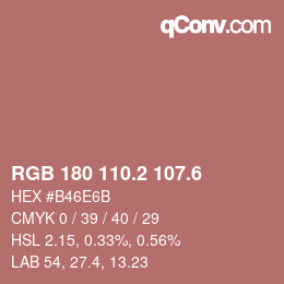 カラーコード: RGB 180 110.2 107.6 | qconv.com