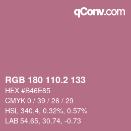 カラーコード: RGB 180 110.2 133 | qconv.com