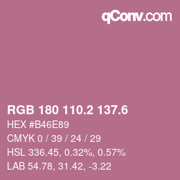 カラーコード: RGB 180 110.2 137.6 | qconv.com