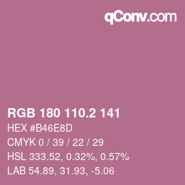 カラーコード: RGB 180 110.2 141 | qconv.com