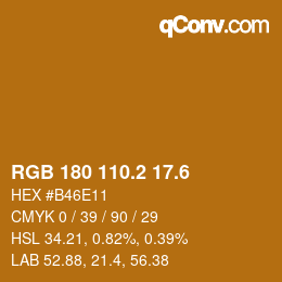 カラーコード: RGB 180 110.2 17.6 | qconv.com
