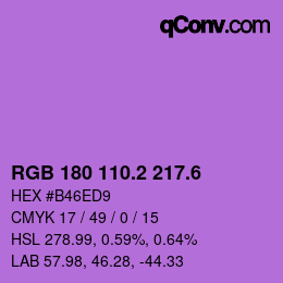 カラーコード: RGB 180 110.2 217.6 | qconv.com