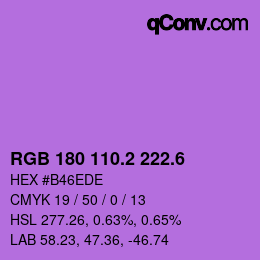カラーコード: RGB 180 110.2 222.6 | qconv.com