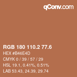 カラーコード: RGB 180 110.2 77.6 | qconv.com