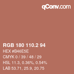 カラーコード: RGB 180 110.2 94 | qconv.com