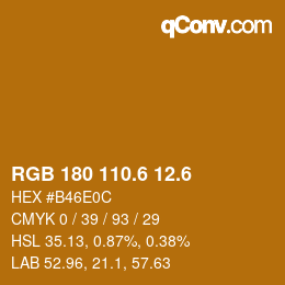 カラーコード: RGB 180 110.6 12.6 | qconv.com