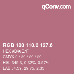 カラーコード: RGB 180 110.6 127.6 | qconv.com