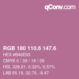 カラーコード: RGB 180 110.6 147.6 | qconv.com